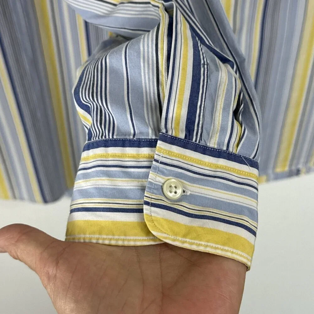 Polo Ralph Lauren Westerton Men's XXL Button Shirt Blue Yellow‎ Striped